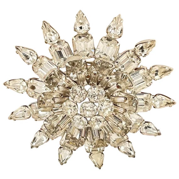 Large Weiss 3” Mid-Century Starburst Brooch, Anti… - image 1