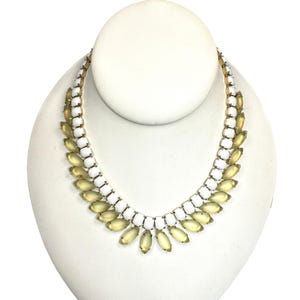 Statement Bib Necklace Rhinestone Glass Stones Vintage Style Jewelry