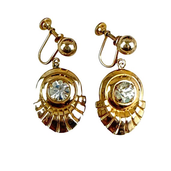 Paire De Boucles D'oreilles Rétro Vintage Fantaisie Ancienne - Bijou D'occasion - Origine France