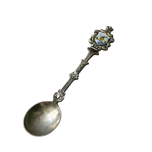 Vintage Emaille Holland Souvenir Löffel versilbert verzierten Griff Sammlerstück