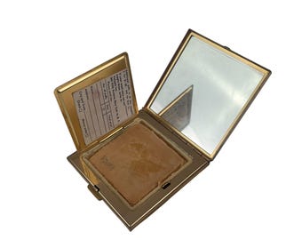 Vintage Volupte 1940s Powder Compact Gold-tone Square Powder