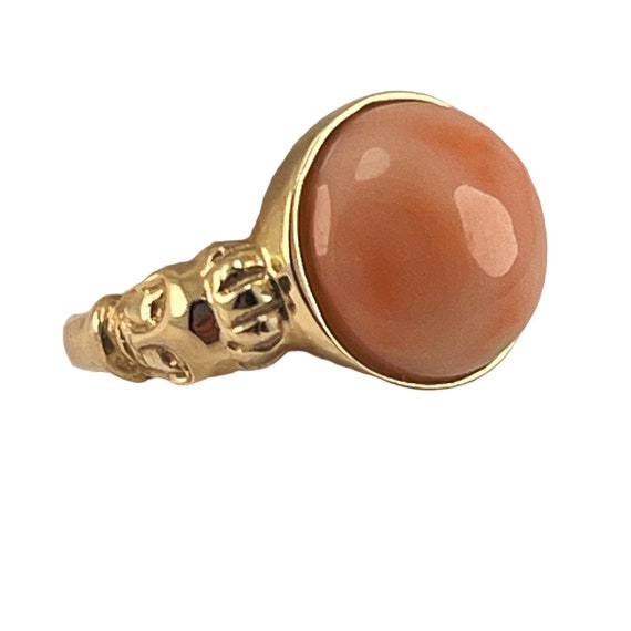 10K Yellow Gold Italian Coral Ring Italian Roman W