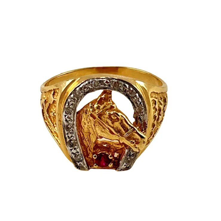 Diamond & 14k Gold Lucky Charm Ring main image 1