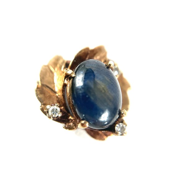 Vintage sapphire cabochon, 10 karat gold and diam… - image 5