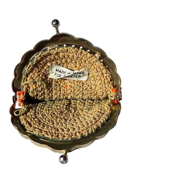 Vintage 1970s Beaded Coin Purse Hippie Era Croche… - image 5