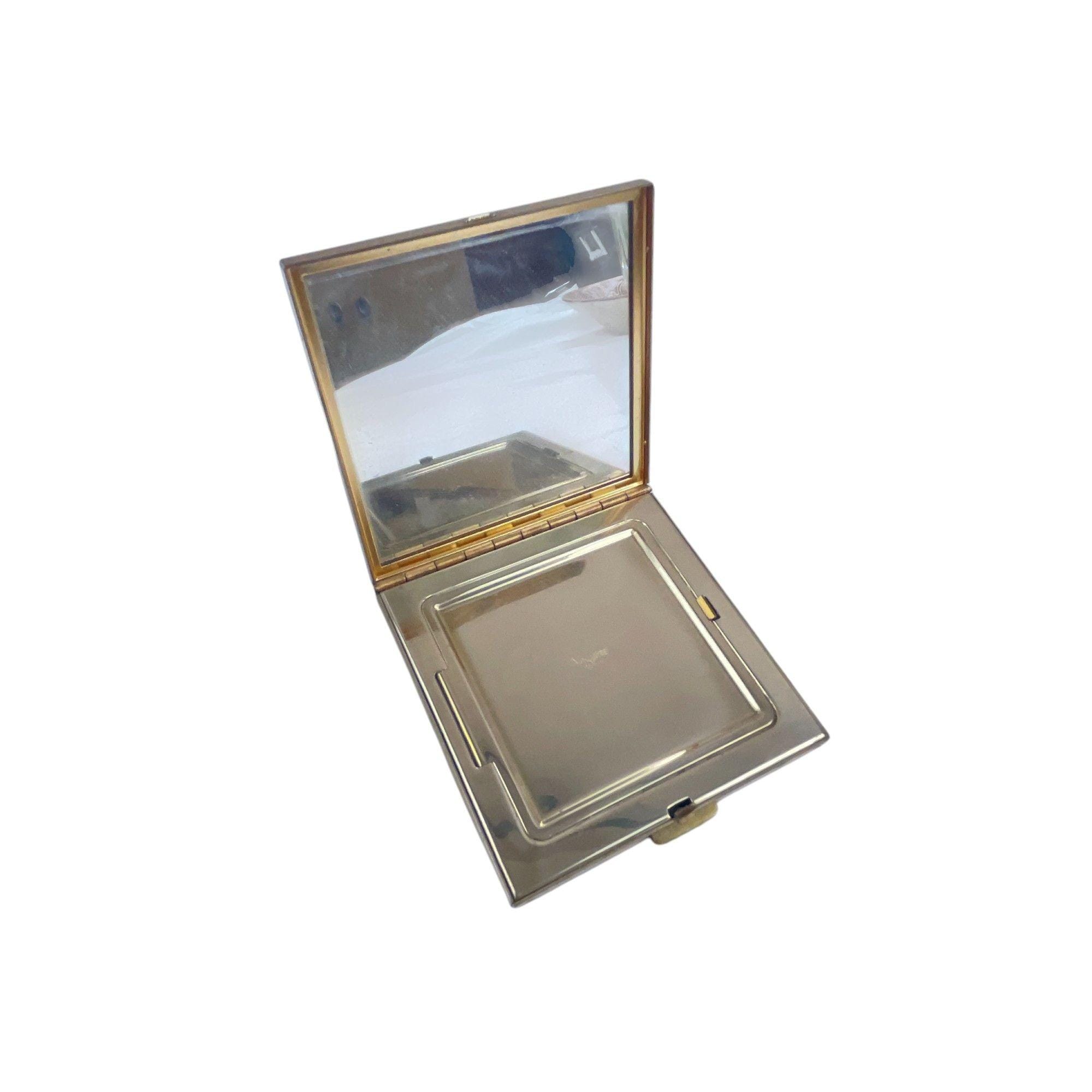 Vintage Volupte 1940s Powder Compact Gold-tone Square Powder