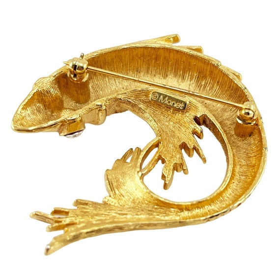 1980s Vintage Monet 2 inch Gold Fish Brooch Pin w… - image 7