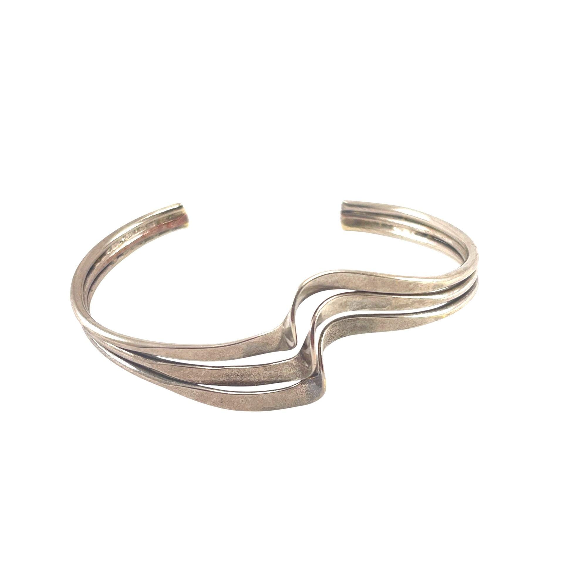 Sterling Silver Wave Cuff Adjustable Wave Design Cuff Bracelet - Etsy