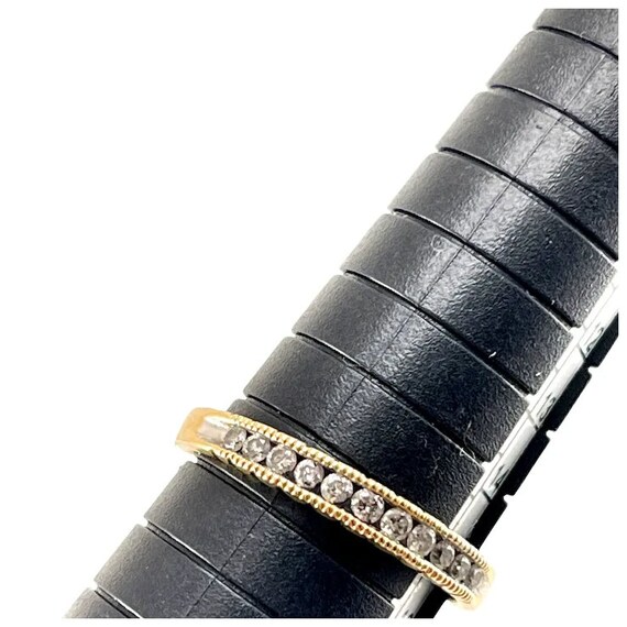 14K Yellow Gold and Diamond Ring Wedding Band - image 9