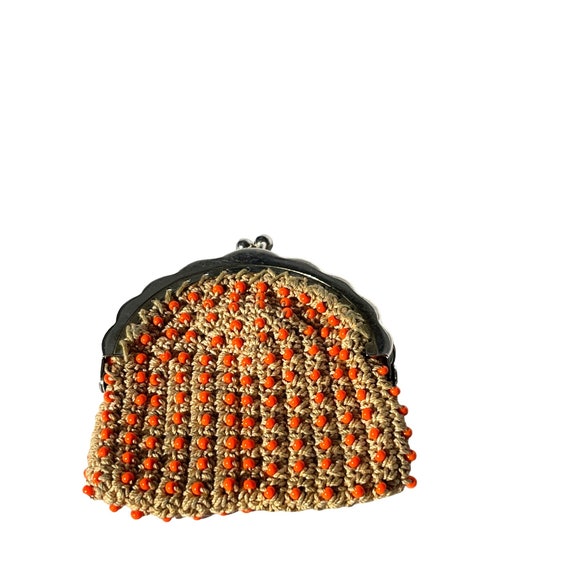 Vintage 1970s Beaded Coin Purse Hippie Era Croche… - image 4