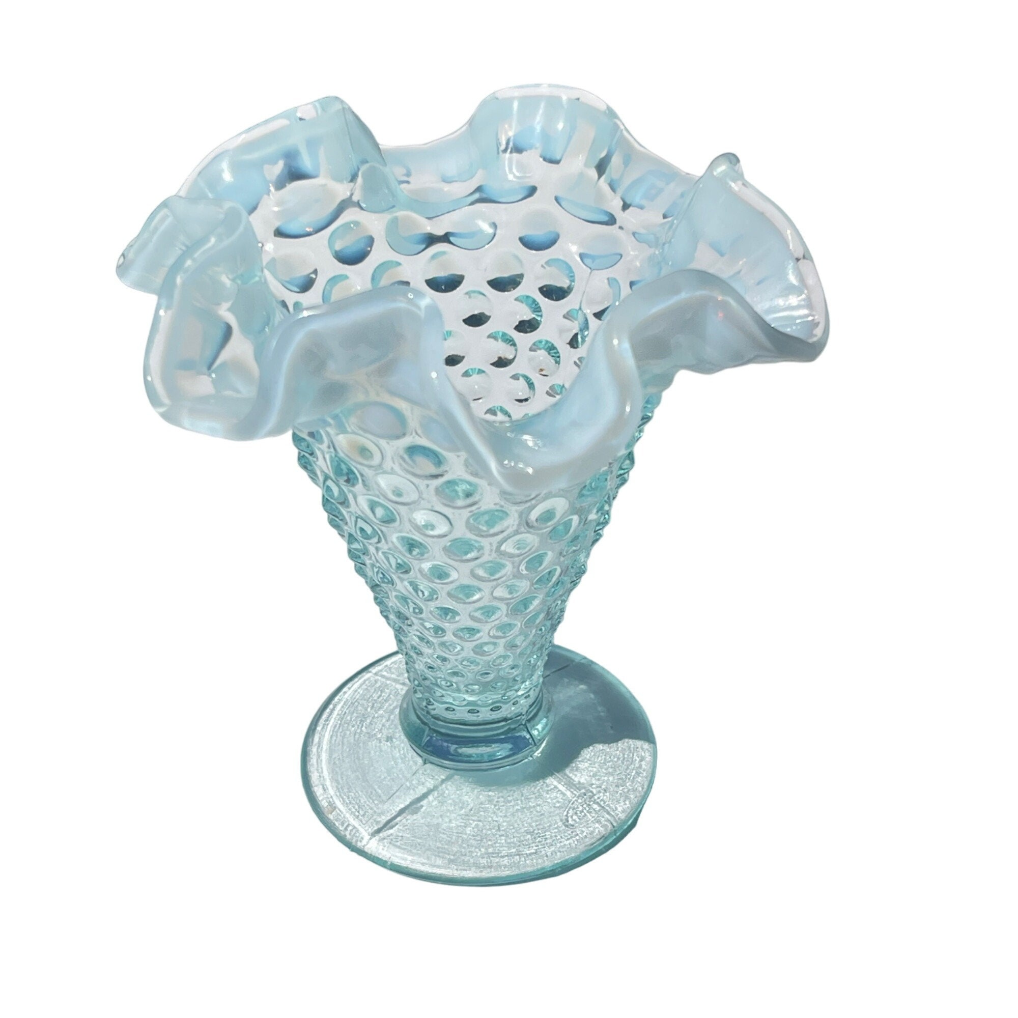 フェントン　ホブネイル　オパルセント　フリルベース　お値下げ中 フェントン ヴィンテージ ライトブルー オパールセント ホブネイル