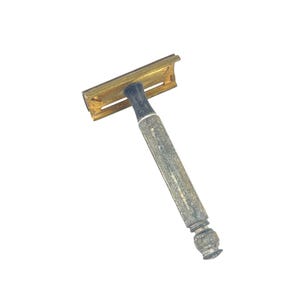 Vintage Double-Edge Safety Razor Old-Style Metal Handle Brass Head Grandpa Core