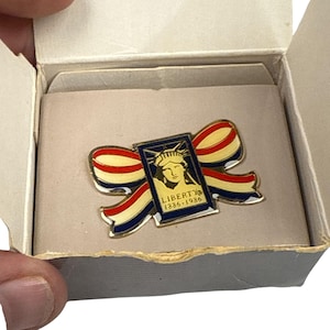 Avon Statue of Liberty Centennial Pin 1986 Red White Blue Vintage Brooch
