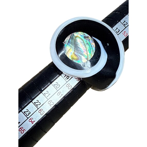 Boho Beach Abalone Inlay Shell Ring Size 7.75 Sta… - image 7