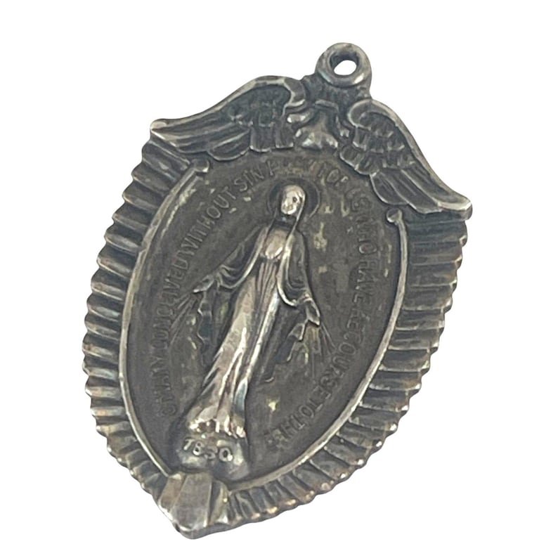 Vintage Early Creed Sterling Silver Virgin Mary Miraculous Medal ...