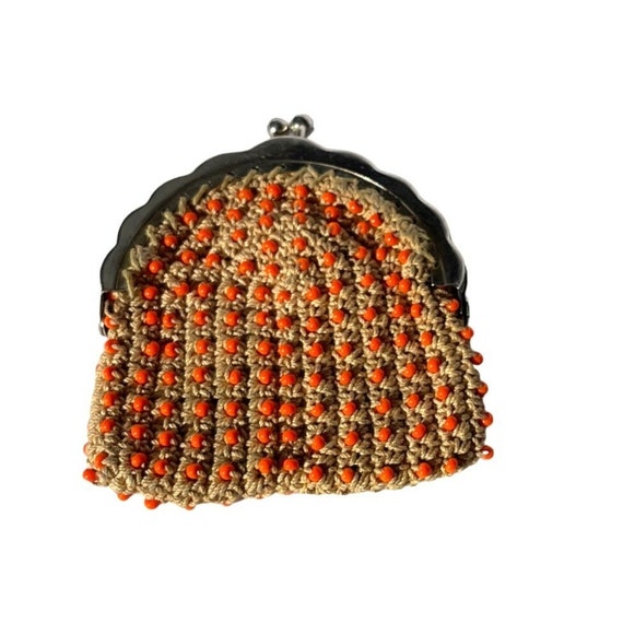 Vintage 1970s Beaded Coin Purse Hippie Era Croche… - image 2