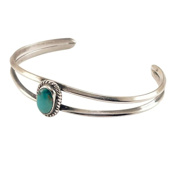 Turquoise Cuff Bracelet with Oval Stone and Split 