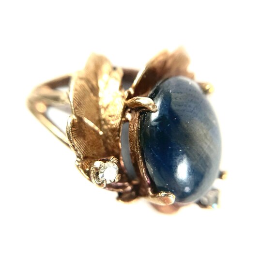 Vintage sapphire cabochon, 10 karat gold and diam… - image 6