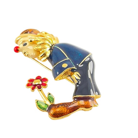 Clown or Jester Pin Enamel with Sprouting Daisy F… - image 4