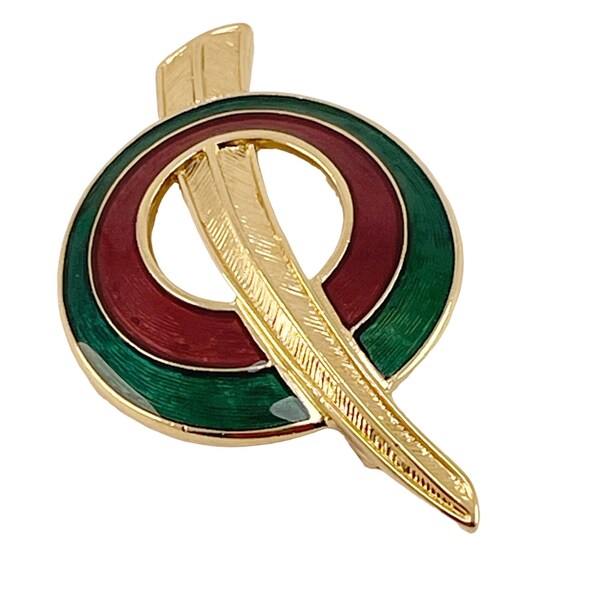 Trifari Celtic Inspired Enamel Brooch Pin 1970s to 1980s