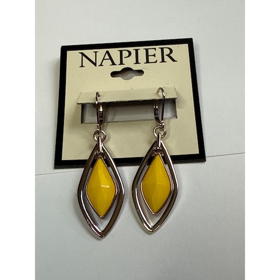 Buy Napier Yellow Faceted Drop Earrings Gold Tone Dangle Fashion