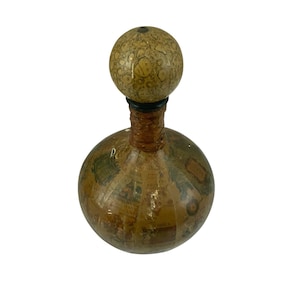 Accessoires de bar vintage carafe MCM Italie cuir verre carte du monde grand-père Core Academia