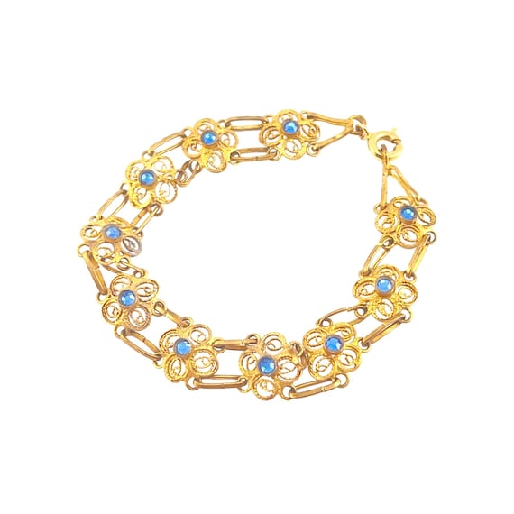 Bracelet Vintage Plaqué Or Avec Multiples Pierres - Occasion, Pièce Unique Et élégante