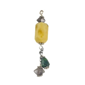 Yellow Citrine Green Emerald Gemstone Pendant Silver Chain Detail For Jewelry Making