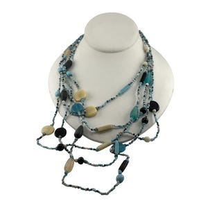 Multicolor Beaded Long Necklace Layered Boho Style Handmade Statement Jewelry