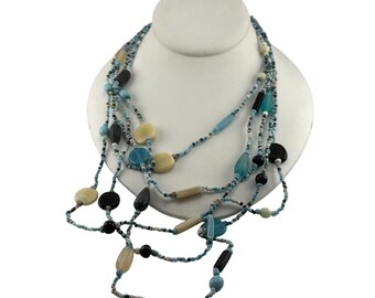 Long collier de perles multicolores, bijoux tendance faits main de style bohème en couches
