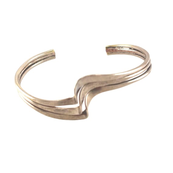 Sterling Silver Wave Cuff Adjustable Wave Design Cuff Bracelet - Etsy