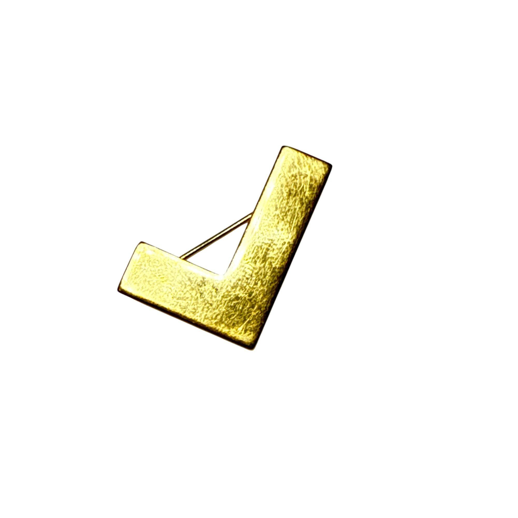 Vintage Gold Tone Check Mark Pin Badge Retro Minimalist Brooch Jewelry ...