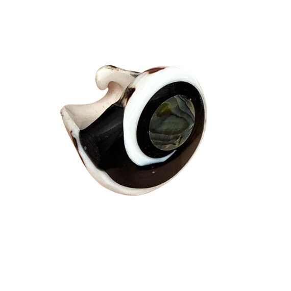 Boho Beach Abalone Inlay Shell Ring Size 7.75 Sta… - image 4