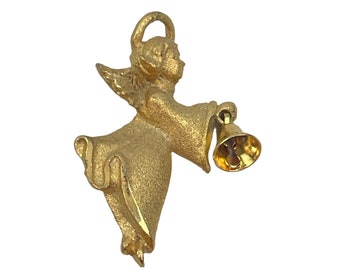 Broche Vintage Ange Chérubin Dorée - Métal Doré Années 90 - Accessoire Rétro