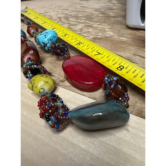 Handmade Multicolor Gemstone Bead Statement Neckl… - image 6