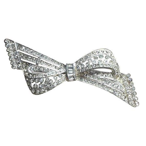 Sparkling Silver Rhinestone Bow Brooch 120035_f25-00__30072.  main image 3