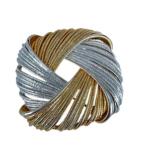 Vintage Gold Silber Swirl Brosche 2 &quot;texturierte Band Runde Pin Mode Schmuck