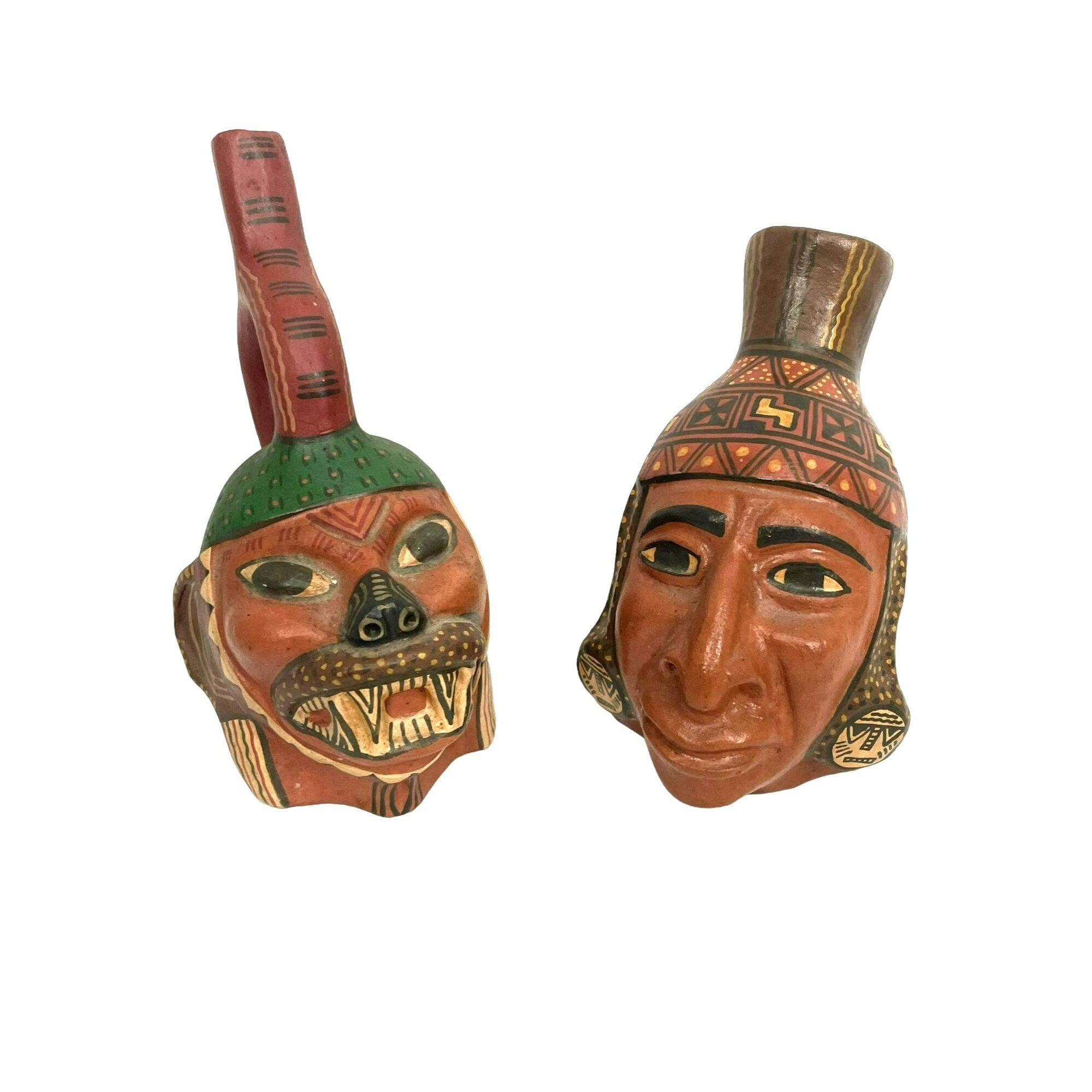 肖像画 頭 鐙 注ぎ口 ボトル 容器 ペルー マチュピチュ 陶器 赤土