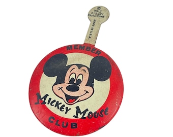 Vintage Mickey Mouse Club button pin badge Walt Disney origineel rood wit zwart zeldzaam