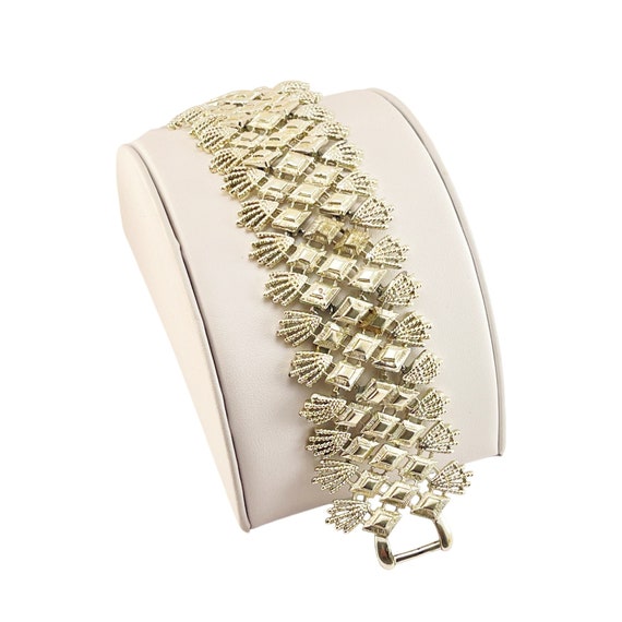 Coro Pegasus Wide Mesh Bracelet Silver Tone with F