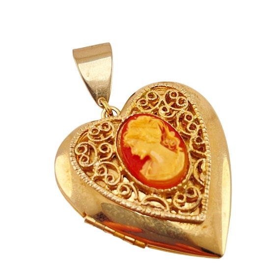 Cameo heart locket vintage - Gem