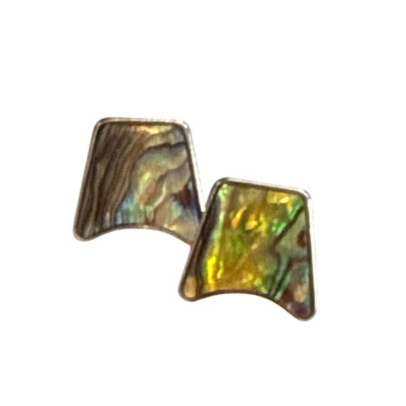 Abalone Shell Square Post Earrings Iridescent Stu… - image 4