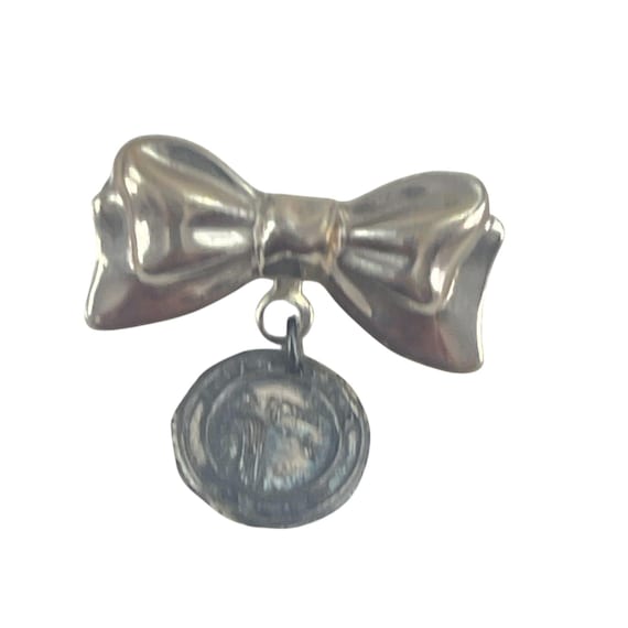 Broche Ancienne Noeud à Pendants - Style Doré Vintage - Bon État - Occasion