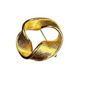 Vintage Napier Gold Ton Twisted Ribbon Brosche Pin breit signiert MCM Stil