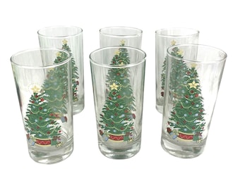 Juego de 6 vasos altos con forma de árbol de Navidad HOMCO
