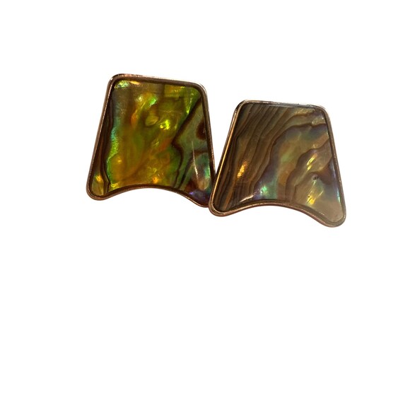 Abalone Shell Square Post Earrings Iridescent Stu… - image 5