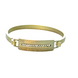 J. Crew Gold Tone Hinged Bangle Bracelet with Rhinestone Bar Accent