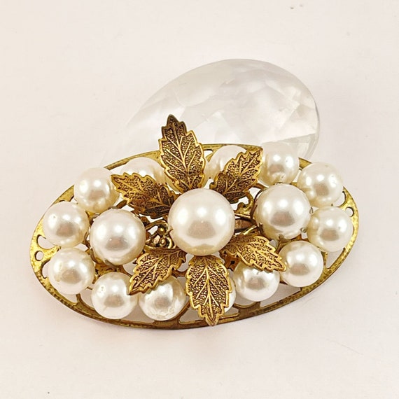 Unsigned Miriam Haskel Like Faux Pearl and Leaf B… - image 4