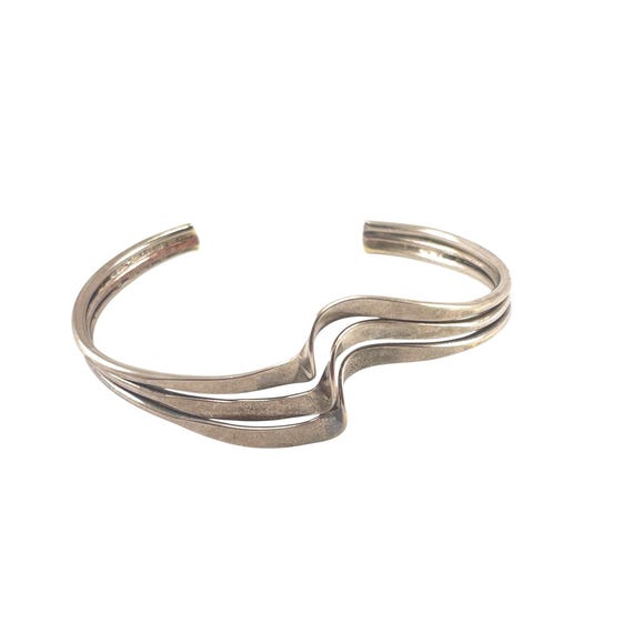 Sterling Silver Wave Cuff Adjustable Wave Design Cuff Bracelet - Etsy