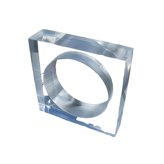 Laurent Guillot Lucite Square Bangle Bracelet Vin… - image 1